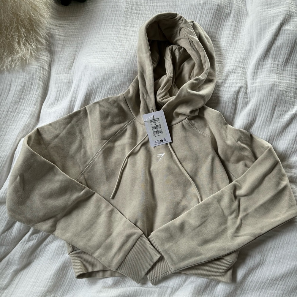 gymshark tan cropped hoodie